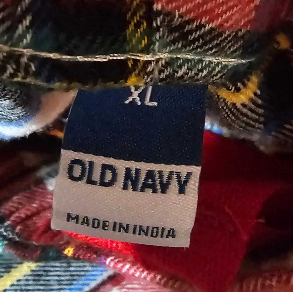 Old Navy Plaid Pajama Set Women‎ XL Red Blue White Flannel Button Sleepwear